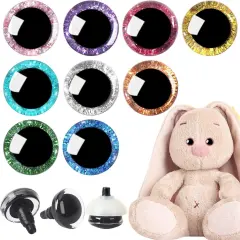 180pcs 18mm 3D Glitter Plastic Safety Eyes with Washers (9 Colors)