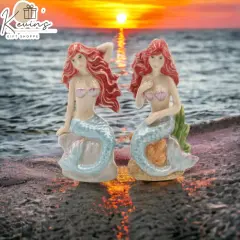 Hand Painted Ceramic Mermaid Salt And Pepper Shakers, Home D&eacute;cor, Gift for Her, Gift for Mom, Kitchen D&eacute;cor