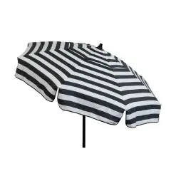 Outdoor 6 Foot Black White Stripe Umbrella with Manual Tilt Lift