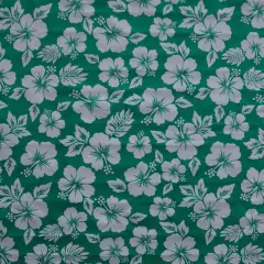 1 Yard Hibiscus Flower Polyester Fabric For Apparel Sewing And Tropical Craft Projects 60 Inch Green