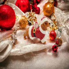 Ceramic Dachshund Santa Dog Christmas Tree Ornament, Home D&eacute;cor, Gift for Her, Gift for Mom, Kitchen D&eacute;cor, Dog Lover Gift, Pet Loss Gift