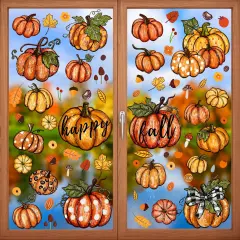 6 Sheets Thanksgiving Leaves Oil Painting Window Clings