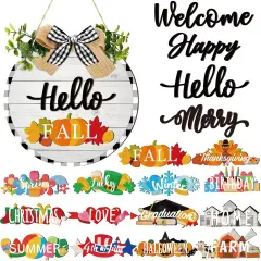 20 Pcs Interchangeable Hanging Sign, Seasonal Front Door Decoration (White)