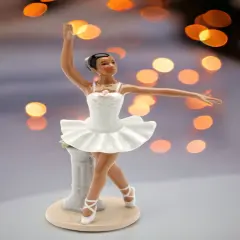 Ceramic African American Ballerina In A White Dress, Home D&eacute;cor, Gift for Her, Gift for Daughter, Gift for Ballerina Dancer