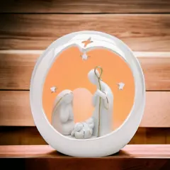 Ceramic Small Globe Holy Family Nativity Nightlight, Home D&eacute;cor, Religious D&eacute;cor, Religious Gift, Church D&eacute;cor, Baptism Gift