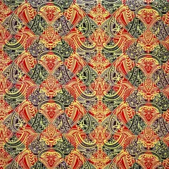 1 Yard Traditional Polynesian Tattoo All Over Design Peachskin Fabric For Apparel 45 Inch Red/Black/Yellow