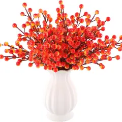 40 Pcs Fall Artificial Berry Stems Branches - Orange