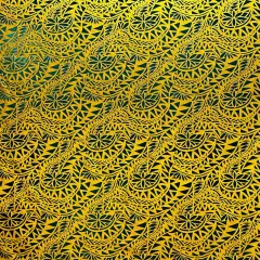1 Yard Traditional Polynesian Water Lily Foil Fabric Tattoo Print Polyester 60 Inch Wide Yellow/ Green