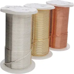 The Beadsmith Wire Elements 28-Gauge Lacquered Tarnish-Resistant Copper Wire for Jewelry Making, 4-40 Yard, 36.58 Meter Spools (Gold, Silver, & Copper Color)