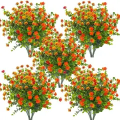 10 Bundles Artificial Fake Flowers - (Orange-Eucalyptus)