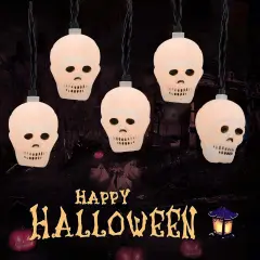 Halloween Skull String Lights, 8.5Ft
