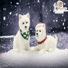 Ceramic Christmas West Terrier Salt And Pepper Shaker Set, Gift for Her, Gift for Mom, Kitchen D&eacute;cor, Gift for Dog Lover, Pet Loss Gift