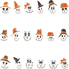 18 Pcs Autumn Scarecrow Face Vinyl Stickers, DIY Craft Decals