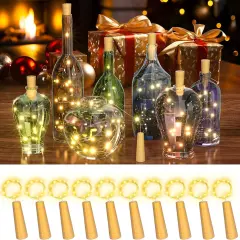 Wine Bottle Cork Lights with Timer, 10 Pack 20 LED 6.6 ft F