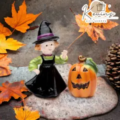Ceramic Pumpkin & Witch Salt & Pepper Shakers, Home D&eacute;cor, Gift for Her, Gift for Mom, Kitchen D&eacute;cor, Fall D&eacute;cor, Halloween D&eacute;cor