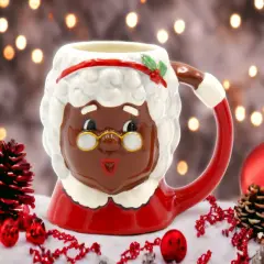 Ceramic ChristmasAfrican American Mrs. Claus Ceramic Mug, Home D&eacute;cor, Gift for Her, Gift for Mom, Kitchen D&eacute;cor, Christmas D&eacute;cor