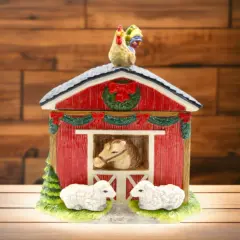 Ceramic Barn House Cookie Jar, Home D&eacute;cor, Gift for Her, Gift for Mom, Kitchen D&eacute;cor, Farmhouse D&eacute;cor