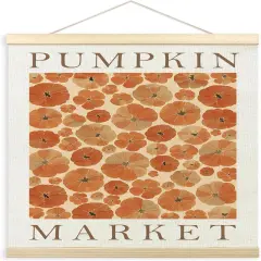 Fall Pumpkin Market Poster Hanger Frame, Autumn Pumpkin Flowers Hanging