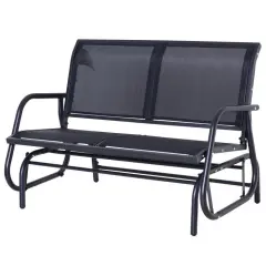 Outdoor Mesh Swing Glider 2 Seat Patio Rocker Dark Grey