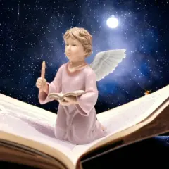 Ceramic Angel Holding Book and Candle Figurine, Home D&eacute;cor, Religious D&eacute;cor, Religious Gift, Church D&eacute;cor, Baptism Gift