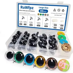 80Pcs Glitter Safety Eyes - 18-30mm - 4 Colors