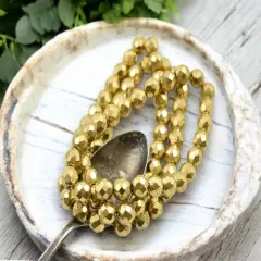 *25* 8mm Gold Fire Polished Round Beads