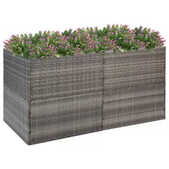 vidaXL Garden Planter Gray 61.8"x31.5"x31.5" Poly Rattan