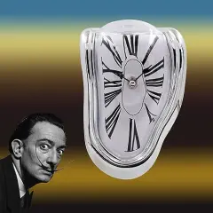 Salvador Dali Melting Clock, Watch Melted Clock for Decorative Home Office Shelf Desk Table Funny Creative Gift, Rome Silver