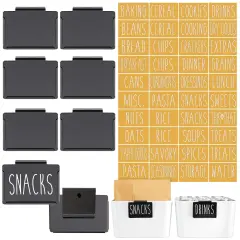 Talented Kitchen 8 Piece Metal Basket Labels Clip On Holders with 40 Labels for Kitchen Storage, Black Label Clips for Storage Bins White