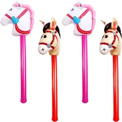 4 Pcs 40 Inch Inflatable Stick Horse Colorful Horse Head Stick Balloon Horse Birthday Party Supplies Pony Stick for Christmas Horse Themed Party Decorations Costume Stick