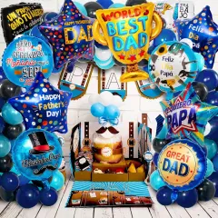 Happy Father's Day Balloons, 11Pcs Premium Aluminum Foil Fathers Day Balloons, Large Size Best Dad Day Balloons for Father's Day Party Birthday Decorations Supplies