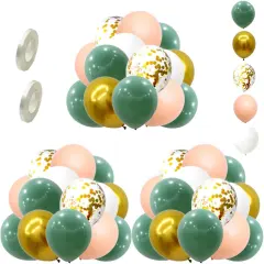 60 pcs 12 inch Green Latex Balloon Gold White Balloons Green Balloon Garland Kit Confetti Balloons for Women Birthday Wedding Engagement Bachelor Bridal Shower Party Decorations