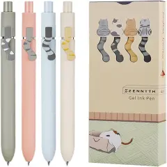 4 Pcs Gel Pens, Cute Ink Pen Fine Point Smooth Writing Quick Dry Pen, Black Pen for Journaling Note Taking, Cat Tail Pens Ballpoint