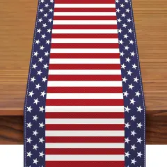 American Flag Table Runner 72 x 13 Inch, Patriotic Stars and Stripes Pattern Table Runner for 4th of July, Memorial Day, National Holidays, Perfect for Home, Party, Kitchen, Mantel, Dining Decorations