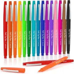Felt Tip Pens, 15 Colors, 0.7mm Medium Point, Felt Tip Markers Pens for Journaling, Writing, Note Taking, Planner, Perfect for Art Office and School Supplies