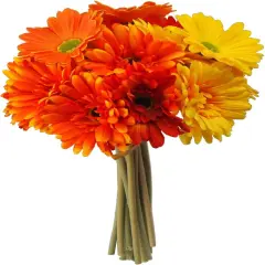 16Pcs Artificial Summer Bouquets Flowers Colorful Fake Gerbera Daisies Silk Bouquets