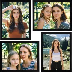 8x10 photo frame set of 4 pieces, Natural Black wooden frame with organic glass, used for desktop horizontal or vertical display of guest replacement photos (8x10 inch Black)