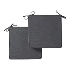 Sunbrella 17 in. Square Outdoor Dining Chair Pad (2-Pack) Coal