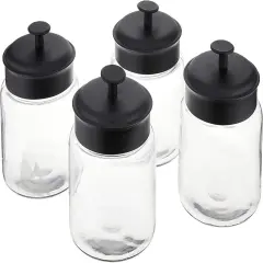 Montana Glass Jars with Fresh Sealed Lids, Black Metal, 48 oz (Set of 4) -