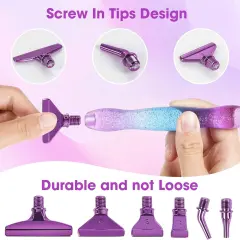 Ergonomic Diamond Painting Art Pen Accessories Kits with 6 Metal Tips, 6 Painting Glue Clay, Roller,Multi Placer Tips for DIY Crafts