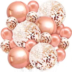 Huge Rose Gold Balloons With Confetti - 36 Inch, Pack of 21 | Rose Gold Confetti Balloons for Rose Gold Party Decorations | Rose Gold Birthday Balloons for Rose Gold Birthday Decorations
