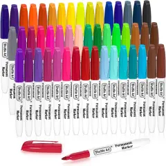 48 Colors Permanent Markers, Fine Point, Assorted Colors, Works on Plastic,Wood,Stone,Metal and Glass for Doodling, Coloring, Marking