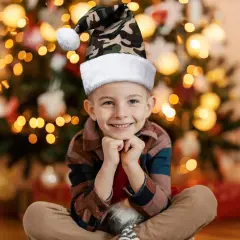 Northlight Unisex Adult Camouflage Christmas Santa Hat- One Size - Green and White