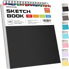 9" x 12" Sketch Book, 1-Pack 100 Sheets Spiral Bound Art Sketchbook, (68lb/100gsm) Acid Free Artist Drawing Book Paper Painting Drawing Writing Sketching Pad for Kids Adult Teens Girls Boys
