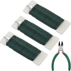 3 Pack 110 Yards Green Floral Wire 22 Gauge Christmas Wire Wreath Wire with Wire Cutter, PAXCOO Flexible Craft Paddle Wire Florist Wire for Wreaths Making, Crafts and Floral Flower Arrangements