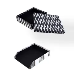 Ikkat Paper Tray and Box - Set of 2