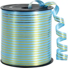 Curling Ribbon-Light Blue Gold Balloon Curling Ribbons-250 Yards Balloon String for DIY Decor Gift Wrapping Ribbons and Bows