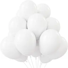 White Balloons Latex Party Balloons - 50 Pack 12 inch Helium Matte White Balloons for Wedding Graduation Baby Shower Birthday Anniversary Party Decorations