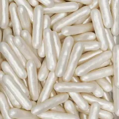 Krazy Sprinkles - White Pearl Rods (1/2 Cup, 1x Jar) for Cakes, Ice Cream & Cookies