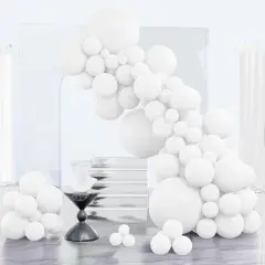White Balloons, 123 pcs White Different Sizes Pack of 18 12 10 5 Inch White Balloon Arch Kit Balloon Garland for Birthday, Graduation, Wedding, Anniversary Party Decorations, White-Y13